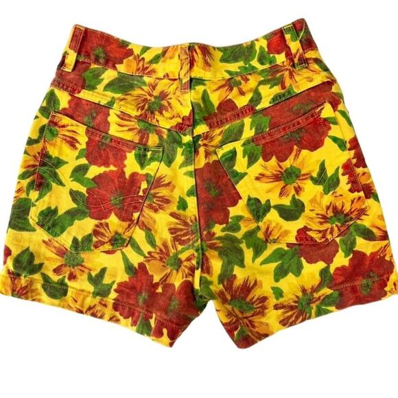 No Excuses Shorts Womens 26 High Waisted Floral Denim Button Fly Vintage 90s - Picture 5 of 13
